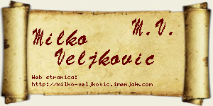 Milko Veljković vizit kartica